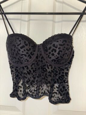 Sheer Black Leopard Bustier Camisole